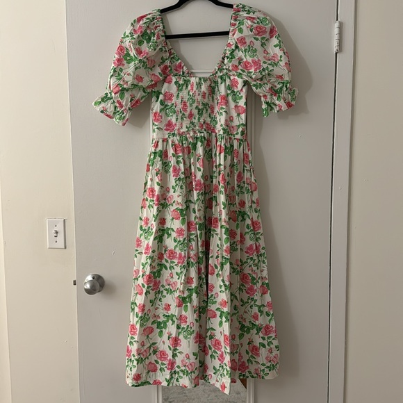 Hill House The Ophelia Nap Dress in Pink Roses Poplin (size small) - Picture 2 of 5